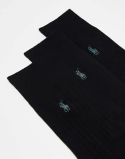 Socks*Polo Ralph Lauren 3 Pack Egyptian Cotton Socks In Black