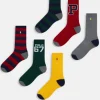 Socks*Polo Ralph Lauren 6 Pack Sport Socks With Pony Logo In Grey Red With Logo Navy
