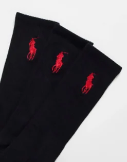 Socks*Polo Ralph Lauren 3 Pack Sport Socks With Pony Logo In Black