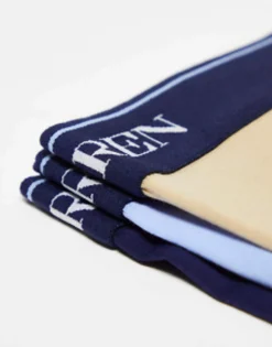 Underwear*Polo Ralph Lauren 3 Pack Trunks In Navy Tan And Blue With Logo Multi