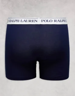 Underwear*Polo Ralph Lauren 3 Pack Trunks In White With All Over Pony Logo Navy