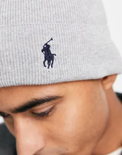 Beanies*Polo Ralph Lauren Cotton Beanie In With Logo Grey