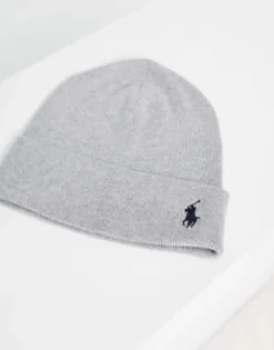 Beanies*Polo Ralph Lauren Cotton Beanie In With Logo Grey