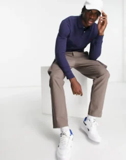 Polo Shirts*Polo Ralph Lauren Icon Logo Slim Fit Long Sleeve Pique Polo In Navy Marl