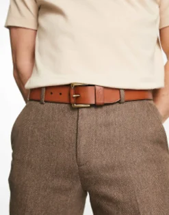 Belts*Polo Ralph Lauren Smooth Leather Belt In With Pony Logo Tan
