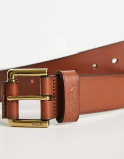 Belts*Polo Ralph Lauren Smooth Leather Belt In With Pony Logo Tan