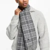 Scarves*Polo Ralph Lauren Wool Scarf In Red Blue Check With Pony Logo Grey Plaid