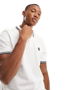 Polo Shirts*Pretty Green Barton Tipped Polo Shirt In White