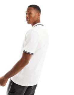 Polo Shirts*Pretty Green Barton Tipped Polo Shirt In White