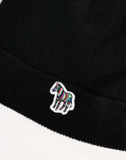 Beanies*PS Paul Smith Zebra Logo Knit Beanie In Black