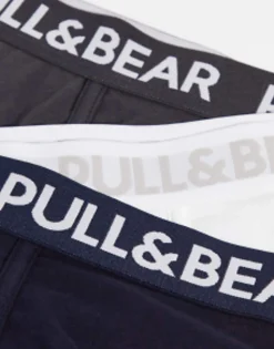 Underwear*Pull&Bear 3 Pack Boxers In White, Grey And Navy Multi