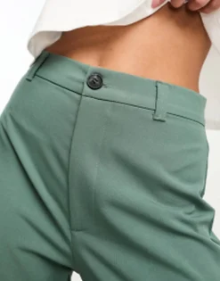 Suits & Tailoring*Pull&Bear High Waisted Tailored Straight Leg Trouser In Dark Green