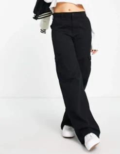 Trousers & Leggings*Pull&Bear Wide Leg Cargo Trousers In Black