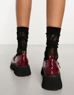 Loafers*Raid Mitali Chunky Loafer With Hardware In Burgandy Burgundy Patent