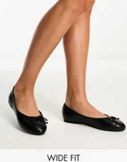 Flat Shoes*Raid Wide Fit Marie Ballet Flat With Bow In Black Black Pu
