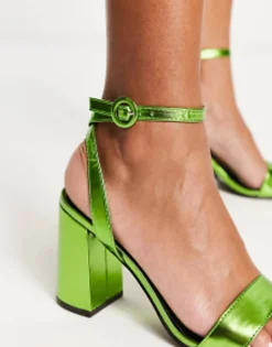 Sandals*Raid Wink Block Heel Sandals In Exclusive To Asos Green Metallic