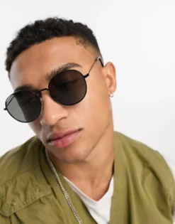Sunglasses*River Island Flat Round Sunglasses In Black