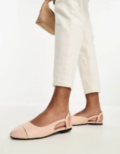 Flat Shoes*River Island Sling Back Ballerina Shoe In Beige