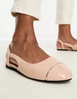Flat Shoes*River Island Sling Back Ballerina Shoe In Beige