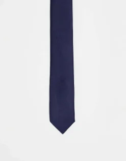 Ties*River Island Twill Tie In Navy