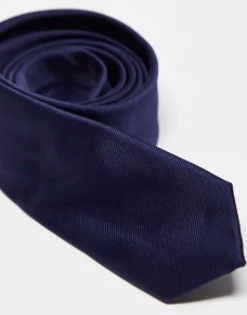 Ties*River Island Twill Tie In Navy