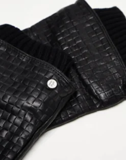 Gloves*River Island Woven Leather Gloves In Black