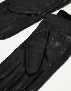 Gloves*River Island Woven Leather Gloves In Black