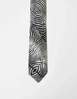Ties*River Island Zebra Print Tie In Black