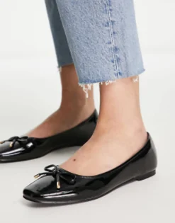 Flat Shoes*Schuh Leigh Ballet Flats With Bow In Black Patent
