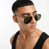 Sunglasses*Selected Homme Aviator Sunglasses In Gold Demitasse