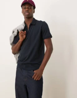 Polo Shirts*Selected Homme Half Zip Polo In Navy Sky Captain