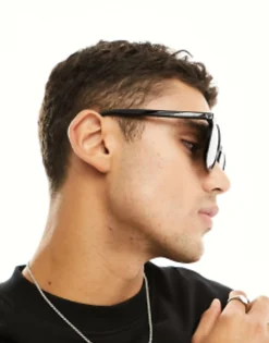 Sunglasses*Selected Homme High Brow Square Sunglasses In Black
