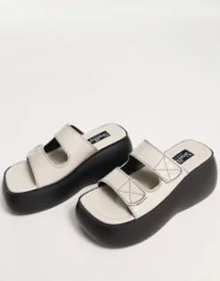 Flat Sandals*Shellys London Shelly'S London Lola Chunky Double Strap Sandals In Bone Cream