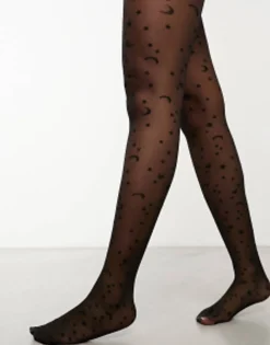 Socks & Tights*Skinnydip Halloween Celestial Print Sheer Tights In Black