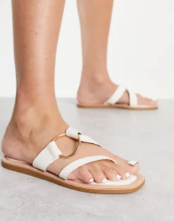 Flat Sandals*South Beach Hardware Flat Sandal In Cream