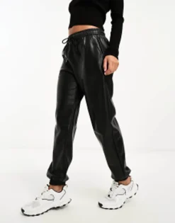 Tracksuits & Joggers*Stradivarius Faux Leather Jogger In Black