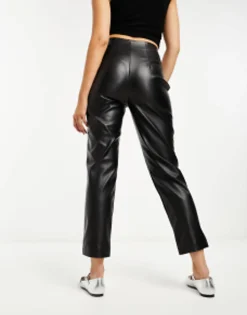 Trousers & Leggings*Stradivarius Faux Leather Cigarette Trouser In Black