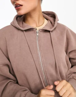 Tracksuits & Joggers*Stradivarius Oversized Zip Thru Hoodie And Jogger Co-Ord In Washed Brown
