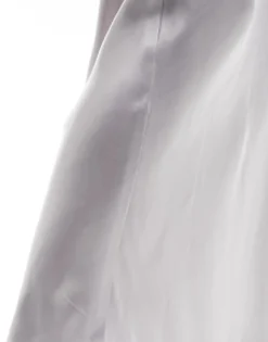 Skirts*Stradivarius Satin Midi Slip Skirt In Silver