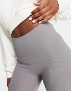 Trousers & Leggings*Stradivarius Seamless Ribbed Leggings In Charcoal Charcoal Grey