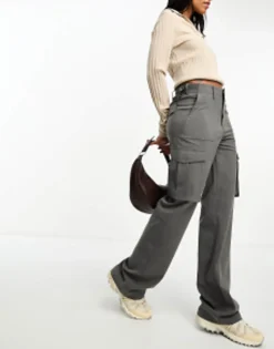 Trousers & Leggings*Stradivarius Tailored Adjustable Waist Cargo In Grey