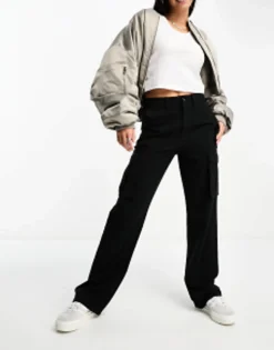 Trousers & Leggings*Stradivarius Tailored Adjustable Waist Cargo In Black