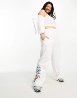 Tracksuits & Joggers*Tammy Girl Curve Tammy Girl Plus Tracksuit Pants Co-Ord With Graphic In White