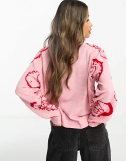 Gifts*Threadbare Christmas High Neck Jumper In Pink Pink/ Red