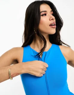 Swimwear & Beachwear*Threadbare Sporty Swimsuit With Zip Front In Teal