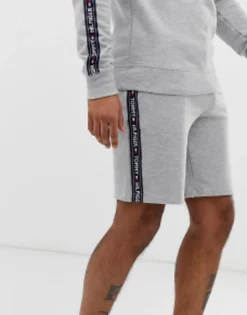Shorts*Tommy Hilfiger Authentic Lounge Shorts Side Logo Taping In Grey Marl Grey Heather