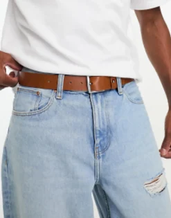 Belts*Tommy Hilfiger Tan Flag Logo Belt In Tan Cognac