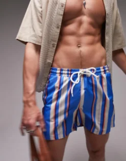 Swimwear*Topman Pastel Stripe Swim Short Multi