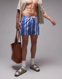 Swimwear*Topman Pastel Stripe Swim Short Multi