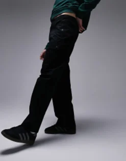 Trousers & Chinos*Topman Relaxed Cargo Trousers In Black